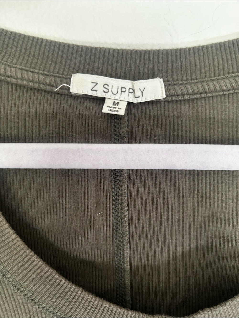 Z Supply Olive Ribbed Long Sleeve Scoop Neck Tee - Picture 2 of 3